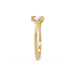 Bague de fiançailles moderne en or jaune 14 carats avec trois diamants taille marquise, bijoux fins pour femmes - Product Image 4
