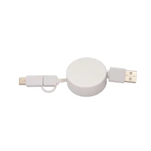 Cavo USB Retrattile 3-in-1 in Bambù Personalizzato, Gadget Promozionale - Product Image 2
