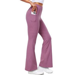 Ladies <b>Flared</b> <b>Yoga</b> <b>Legging</b> Soft Spandex/Nylon Material High Rise Bell Bottom Breathable Eco-Friendly Lightweight Fitness Wear - Product Image 3