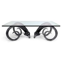 Table basse en fer au design moderne, plateau en marbre, pieds courbes, finition thermolaquée, taille personnalisable disponible, meubles de salon