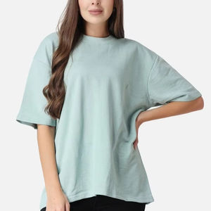 T-shirt en coton pour femmes grandes tailles, été, ample, respirant, tissu tricoté doux, écologique, logo personnalisé, style col rond facile - Product Image 5