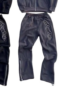 Pantalones de chándal y sudadera con capucha, último diseño, conjunto de chándales de alta calidad, chándal serigrafiado, sudaderas con capucha para hombre y pantalones acampanados - Product Image 3