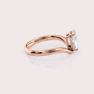 IGI Certified Radiant Cut Lab Grown Diamond Solitaire Engagement <b>Ring</b> in 9K White / Rose & Yellow Gold Modern Sculpted Band - Product Image 4