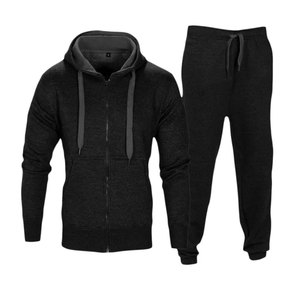 Sudaderas con capucha negras Pantalones con cremallera Chándal para niños Cordón Cremallera completa Fleece cepillado Joggers Sudadera con capucha Pantalones Chándales - Product Image 1