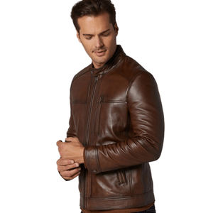 Chaqueta de Invierno para Hombre de Piel de Oveja, Manga Larga, Cuello Alto, Estilo Motero, Cierre de Cremallera, Impermeable y Resistente al Viento - Product Image 6
