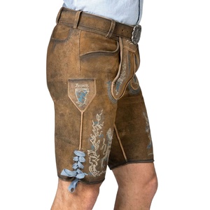 Pantalones Cortos Bávaros para Hombre, Nuevos Lederhosen Genuinos en Color Sólido Puro para Uso en Exteriores - Product Image 4