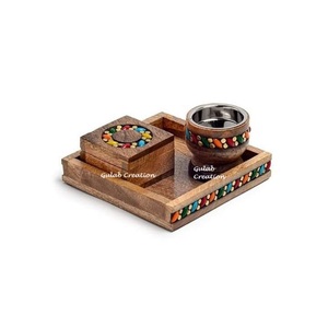 เครื่องเผาธูปไม้และโลหะถาดสี่เหลี่ยมที่ใส่น้ำหอมสำหรับตกแต่งทำด้วยมือสำหรับบ้านสำนักงานและใช้เป็นของขวัญ - Product Image 3