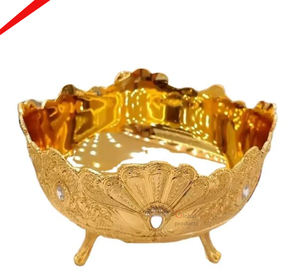 Cuenco para servir de acero inoxidable y metal con acabado dorado de nueva apariencia para restaurante y bar de hotel - Product Image 2