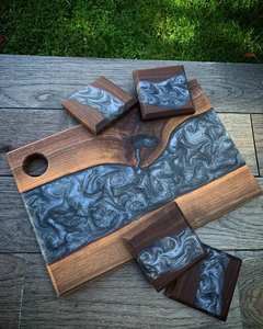 Sous-verre en résine époxy de qualité spéciale avec effet océan Sous-verre décoratif rond carré en résine époxy par Craftsy Home - Product Image 3