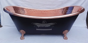 Bañera de pie independiente de cobre 100% moderna de lujo negro mate con drenaje para remojo para hoteles y bañeras de hidromasaje - Product Image 3