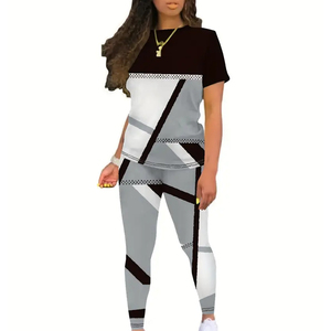 ชุดสองชิ้นลำลองของผู้หญิงใหม่พิมพ์ลายหลากสีฤดูใบไม้ผลิฤดูร้อน - Product Image 5