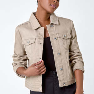 Chaqueta vaquera de algodón recortada natural más vendida y personalizada de manga larga diseñada para Mujeres para la comodidad de todas las estaciones - Product Image 1