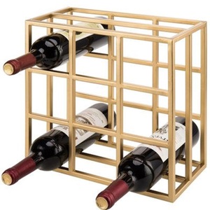 Grand casier à vin en métal pour 9 bouteilles, support de stockage de vin de table de type debout pour la décoration de bar et de restaurant ou l'utilisation de la vaisselle - Product Image 1