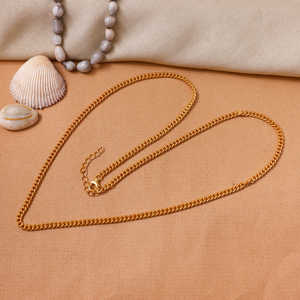 Collier chaîne à maillons tendance plaqué or pour hommes et femmes, chaîne cubaine avec diamants et perles, matériaux en alliage et en laiton - Product Image 1