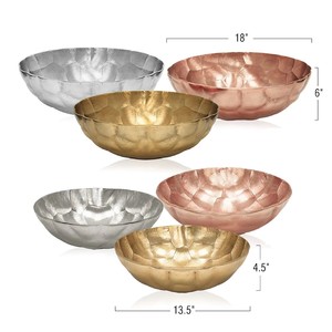 Cuenco de aluminio hecho a mano de lujo moderno 3 Metal de acabado diferente utilizado para la decoración de la pieza central de Mesa para fiestas - Product Image 4