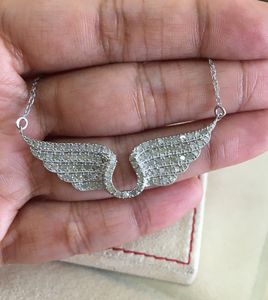 Collar con colgante de ala de ángel de plata de ley con diamante blanco natural tallado de 1.23 ct, cadena de eslabones moderna, moda femenina - Product Image 1