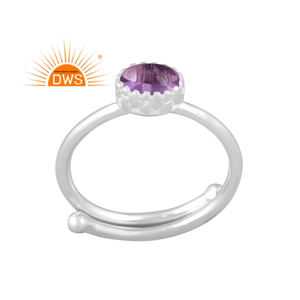 Latest Design Fine Sterling Silver Natural Pink Amethyst Gemstone <b>Adjustable</b> <b>Ring</b> Jewelry For Women Gift For Her - Product Image 1