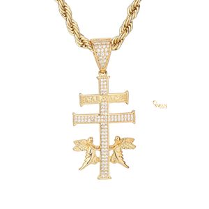 Collier pendentif croix de Caravaca en argent sterling 925 avec diamants de laboratoire glacés, bijoux religieux chrétiens hip-hop, cadeau luxueux et brillant - Product Image 1