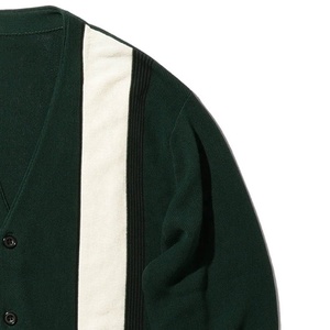 Cardigans en tricot de laine/acrylique à col en V, respirants, à séchage rapide, avec logo personnalisé OEM, broderie, motifs patchwork, automne-hiver - Product Image 4