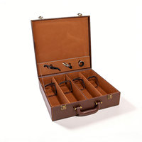 Étui de transport pour 4 bouteilles de vin de qualité supérieure, en cuir texturé crocodile marron, boîte de rangement pour vin, idéal pour offrir en cadeau