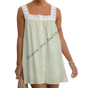 Belle robe en coton pour femmes faite à la main, légère, imprimée en bloc, tuniques indiennes, silhouette ample élégante, décontractée pour l'été, naturelle - Product Image 5