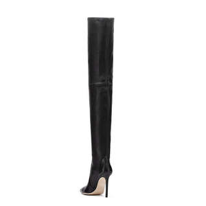 Bottes de neige pour femmes en PU à talon haut, au-dessus du genou, à bout carré, avec fermeture éclair et fonction rehausseur de taille, style été - Product Image 3