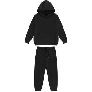 Vente en gros d'usine de vêtements de sport de couleur unie broderie de logo personnalisé ensemble de costume de jogging décontracté sweats à capuche de couleur - Product Image 2