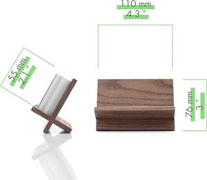 Portatarjetas de visita para escritorio-Portatarjetas pequeñas de madera marrón Soporte de tarjeta de visita de escritorio profesional Pantalla Nombre de madera - Product Image 5