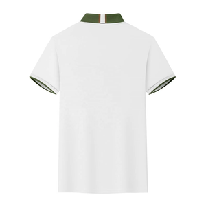 เสื้อโปโลแขนสั้นสำหรับผู้ชาย ดีไซน์พิเศษ ปก 3 กระดุม แต่งขอบตัดสี สไตล์ลำลอง/กีฬา สีและขนาดตามสั่ง รับผลิตแบบ OEM/ODM - Product Image 1