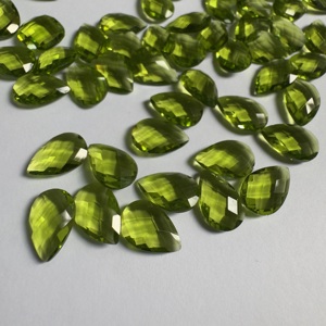 Vente en gros de pierres précieuses de quartz péridot taillé en poire pierres à facettes en forme de larme verte pour la fabrication de bijoux en quartz péridot synthétique - Product Image 1