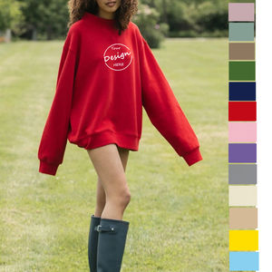 Professional Manufacturer Custom Letter Autumn Printed <b>Women</b> Reversible Mock Neck Long Sleeve Pullover Sweatshirt 100% Cotton - Product Image 4