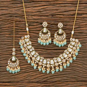 Grossiste Et Fabricant De Collier De Perles Indo Western En Laiton Cuivre Plaqué Or Ensemble Avec Moti - Product Image 3