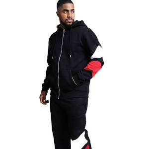 Deux pièces survêtement à capuche pour hommes 100% coton Sport Jogging ensemble veste confortable pantalons de survêtement équipe survêtement pour la saison d'automne - Product Image 1