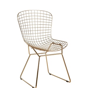 เก้าอี้กลางแจ้งลวดโลหะน้ำหนักเบาด้านหลังสูงสีทองสำหรับระเบียงร้านกาแฟร้านอาหาร - Product Image 3