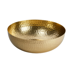 Cuenco de servicio de metal dorado personalizado para decoración del hogar, utensilios de cocina de diseño floral para ensalada y fruta, venta al por mayor - Product Image 1
