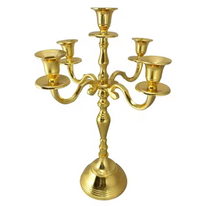 Chandelier de luxe en métal poli plaqué or bougeoir pour les célébrations de Noël de mariage bougeoir doré à un prix - Product Image 5