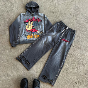 ชุดวอร์มผ้าคอตตอนออร์แกนิกสำหรับผู้ชายชุดวอร์มผ้าคอตตอนออร์แกนิก100% สำหรับ400 500 450งาน OEM ตามสั่ง - Product Image 5