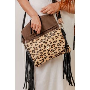 Bolso bandolera de cuero de piel de Animal bohemio, bolso de mano de vaca para niñas de estilo pijo con decoración de cadena, monedero de Invierno para mujer - Product Image 4