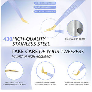 Pinzas de extensión de pestañas de acero inoxidable de moda de alta calidad Herramientas de artista de maquillaje fáciles de usar con múltiples opciones - Product Image 3