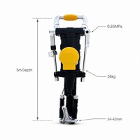 Perforatrice pneumatique YT28 avec jambe d'appui, marteau-piqueur pour l'exploitation minière, machine de forage de roche dure, diamètre 34-42mm, 5m