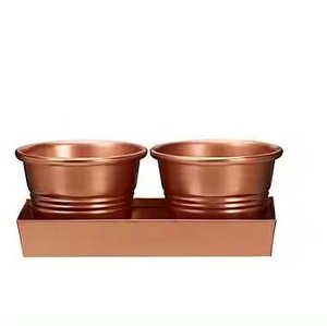 Ensemble décoratif de conception moderne simple d'approvisionnement d'usine de 2 jardinières rondes intérieures et extérieures de tailles différentes - Product Image 3