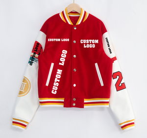 Blouson universitaire personnalisé 2026 pour homme, en laine de haute qualité avec manches en cuir, blouson Letterman avec patch brodé, blouson bomber unisexe - Product Image 1