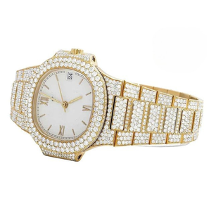 Luxury Moissanite Mens <b>Watch</b> with Diamond Inspired Design <b>Waterproof</b> Elegant Style Gold Plated Mens Luxury <b>Watch</b> - Product Image 2
