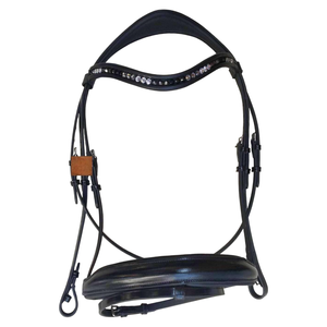 Banda para cejas de cristal anatómico de cuero negro de lujo de la mejor calidad, banda para la nariz acolchada suave, multifunción, logotipo personalizado, caballo - Product Image 1