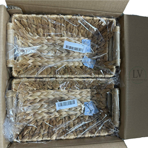 Wholesale Large Water Hyacinth Baskets With Wooden Handles, 2 Pack Handwoven Storage Baskets For Organizing From Viet Nam - Product Image 4