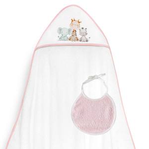 Mod Jirafa-Bicicleta+Baby Bib 1X1 MT Toalla de Baño Hipoalergénica de Algodón con Dibujos Animados para Recién Nacidos, Color Rosa, para Uso en el Hogar y el Baño - Product Image 1