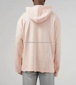 Sudadera con Capucha Personalizada para Hombre, Estilo Urbano, 300 Gsm, Felpa Francesa, Hombros Caídos, Color Rosa, Dobladillo sin Rematar - Product Image 4