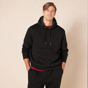 Wholesale Men's <b>Black</b> 100% Cotton <b>Fleece</b> Pullover Hoodie Heavyweight Custom Logo DTG Screen Print Embriodary - Product Image 5