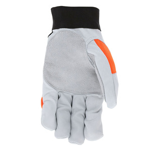 JNM Guantes de Seguridad de Color Naranja, Guante de Trabajo Mecánico, Piel de Cabra de Grano Resistente, Doble Palma, Gancho Ajustable, Cierre de Bucle, Licra - Product Image 3