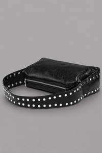Sac fourre-tout décontracté noir clouté pour femme avec logo personnalisé, sac à bandoulière en toile imperméable avec fermeture éclair, fabrication OEM/ODM privée - Product Image 6